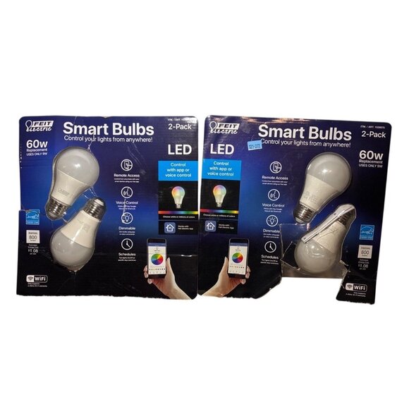 Feit Electric Smart Bulbs LED 60W Replacement 2-Pack WiFi Voice & App Control Di - Picture 1 of 6